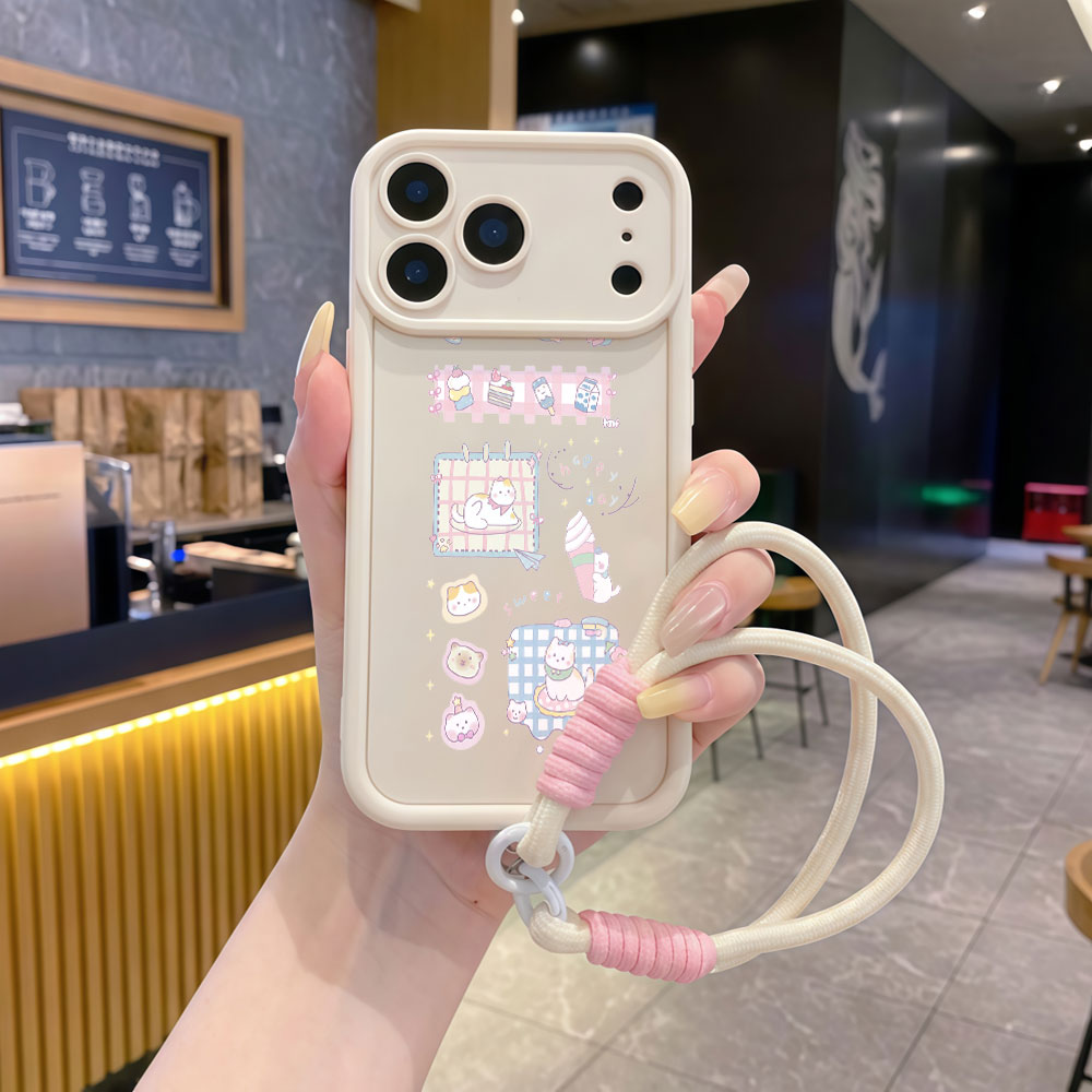 Cute Cartoon Wrist Strap Silicone Case - Bileklik Askılı Karikatür Sevimli Kedi Kordonlu