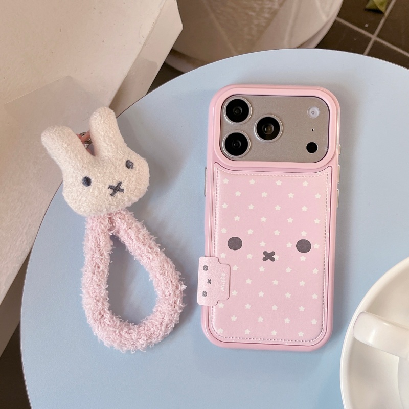 Cute Cartoon Wrist Strap Silicone Case - Kawaii Sevimli Karikatür Pembe Miffy Yıldızlı