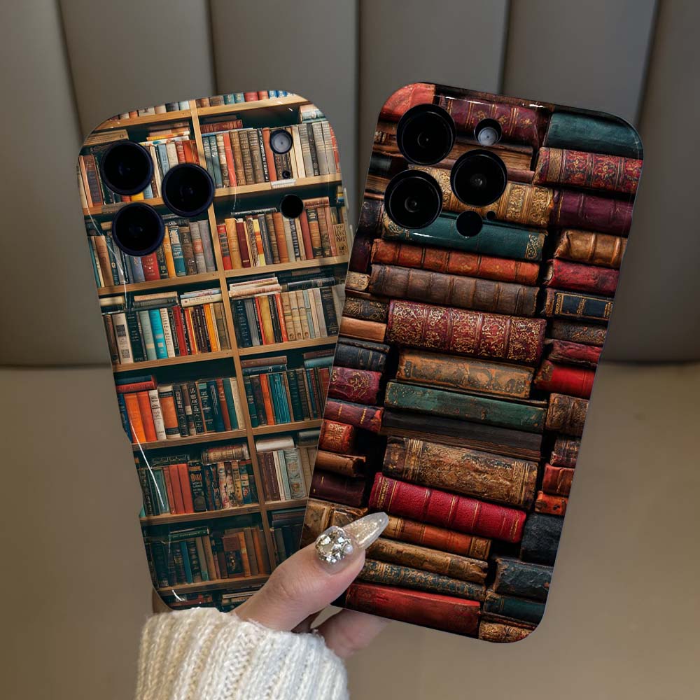 Vintage Floral Pattern Soft Case - Vintage Desenli Kitap Yığını Telefon Kılıfı