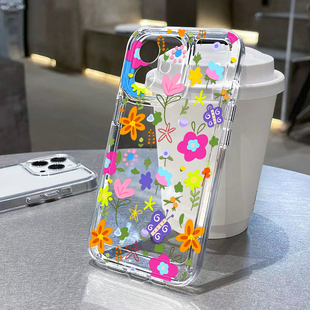 Renkli Çiçek Desenli Şeffaf Te - Clear Shockproof Bumper Case incelemesi ve fiyatı