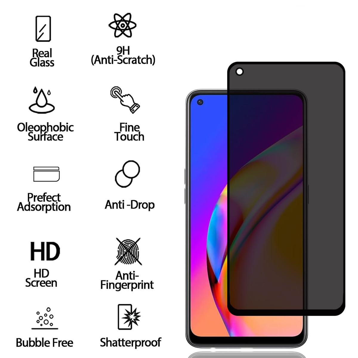 OPPO A74 4G Temperli Cam 9H Gi - Anti Spy Privacy Glass Case incelemesi ve fiyatı