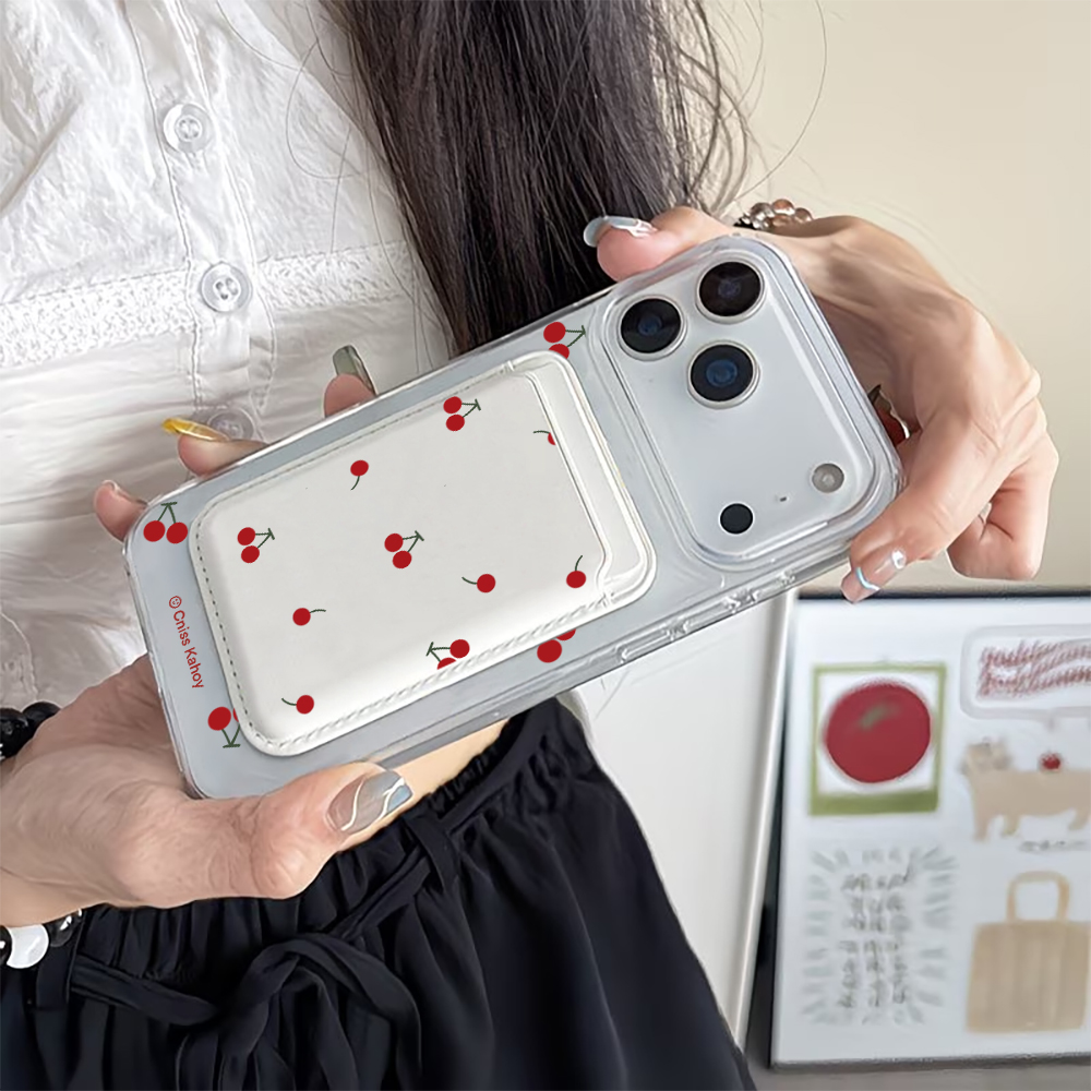 Kore Kiraz Desenli Magsafe Cüz - Leather Wallet Card Holder Phone Cover incelemesi ve fiyatı